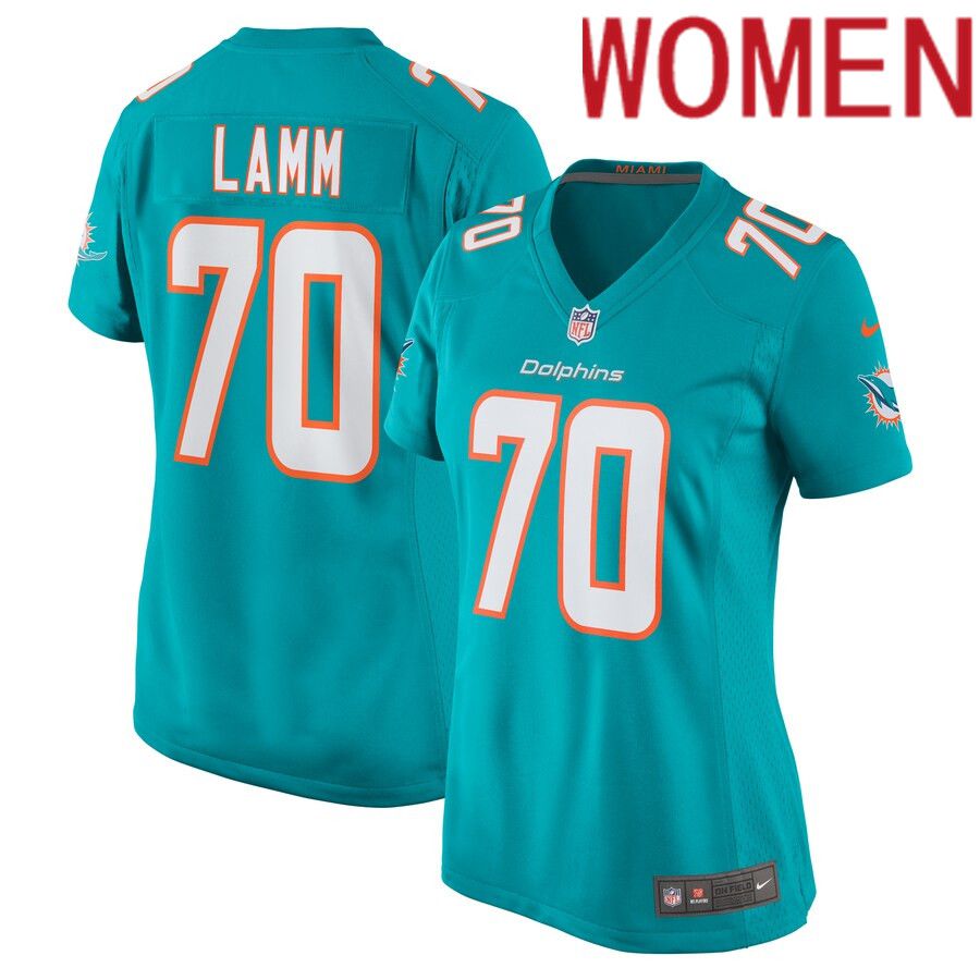 Women Miami Dolphins #70 Kendall Lamm Nike Aqua Home Game Player NFL Jersey